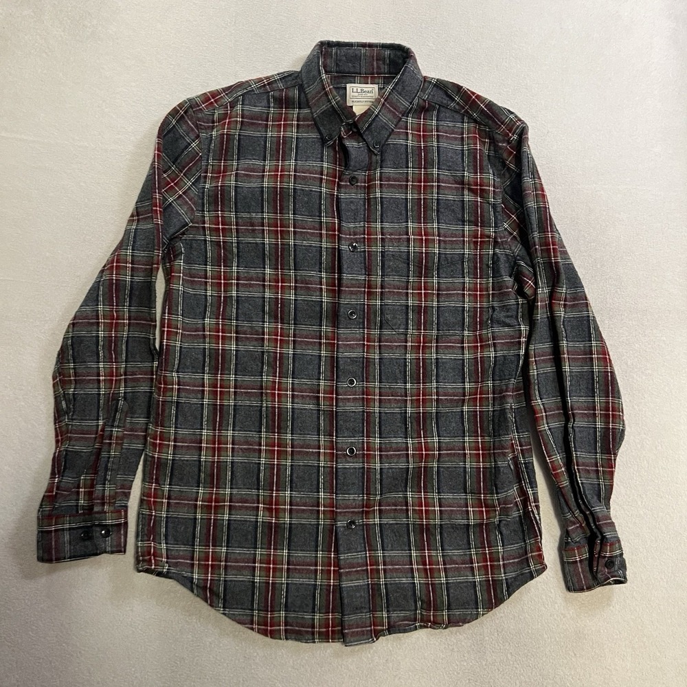 LL Bean Slightly Fitted Flannel Shirt Men's Medium Outdoor Hiking Plaid 298167